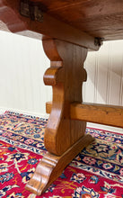 Load image into Gallery viewer, Antique French Country Farm Dining Table Farmhouse Trestle Base Honey Oak 1930s