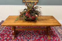 Load image into Gallery viewer, Antique French Country Farm Dining Table Farmhouse Trestle Base Honey Oak 1930s