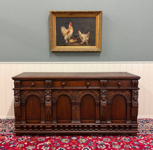 Load image into Gallery viewer, Antique English Renaissance Style Sideboard Server Entry Buffet Oak c.1930-40s