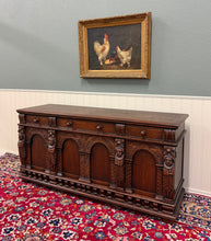 Load image into Gallery viewer, Antique English Renaissance Style Sideboard Server Entry Buffet Oak c.1930-40s