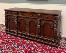 Load image into Gallery viewer, Antique English Renaissance Style Sideboard Server Entry Buffet Oak c.1930-40s