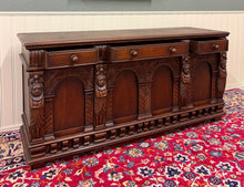 Load image into Gallery viewer, Antique English Renaissance Style Sideboard Server Entry Buffet Oak c.1930-40s