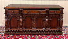 Load image into Gallery viewer, Antique English Renaissance Style Sideboard Server Entry Buffet Oak c.1930-40s