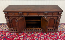 Load image into Gallery viewer, Antique English Renaissance Style Sideboard Server Entry Buffet Oak c.1930-40s