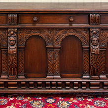 Load image into Gallery viewer, Antique English Renaissance Style Sideboard Server Entry Buffet Oak c.1930-40s