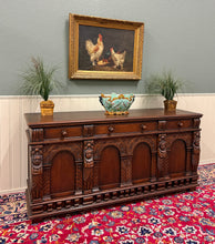 Load image into Gallery viewer, Antique English Renaissance Style Sideboard Server Entry Buffet Oak c.1930-40s