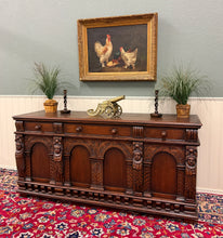 Load image into Gallery viewer, Antique English Renaissance Style Sideboard Server Entry Buffet Oak c.1930-40s