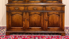 Load image into Gallery viewer, Antique English Large Bookcase Cupboard Cabinet Triple Door Glass Oak c. 1930s