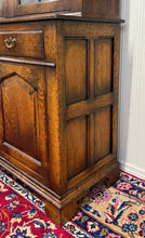 Load image into Gallery viewer, Antique English Large Bookcase Cupboard Cabinet Triple Door Glass Oak c. 1930s