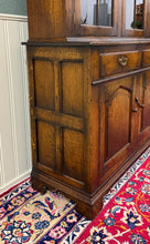 Load image into Gallery viewer, Antique English Large Bookcase Cupboard Cabinet Triple Door Glass Oak c. 1930s