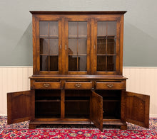 Load image into Gallery viewer, Antique English Large Bookcase Cupboard Cabinet Triple Door Glass Oak c. 1930s