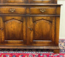 Load image into Gallery viewer, Antique English Large Bookcase Cupboard Cabinet Triple Door Glass Oak c. 1930s