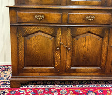 Load image into Gallery viewer, Antique English Large Bookcase Cupboard Cabinet Triple Door Glass Oak c. 1930s