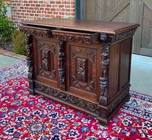 Load image into Gallery viewer, Antique French Renaissance Revival Server Sideboard Buffet Cabinet Oak 19C