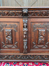 Load image into Gallery viewer, Antique French Renaissance Revival Server Sideboard Buffet Cabinet Oak 19C