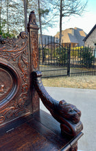 Load image into Gallery viewer, Antique French Bench Chair Settee Hall Bench Renaissance Revival Chariot Race