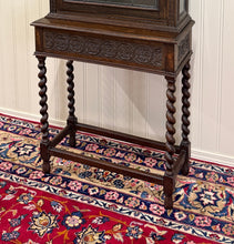 Load image into Gallery viewer, Antique English Oak Jacobean Revival Barley Twist Bookcase Display Cabinet 1900s