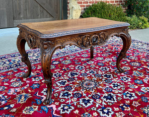 Antique French Louis XV Style Coffee Table Bench Honey Oak Highly Carved