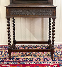 Load image into Gallery viewer, Antique English Oak Jacobean Revival Barley Twist Bookcase Display Cabinet 1900s