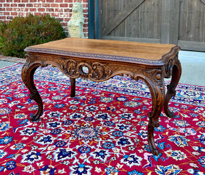 Antique French Louis XV Style Coffee Table Bench Honey Oak Highly Carved