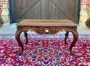 Antique French Louis XV Style Coffee Table Bench Honey Oak Highly Carved