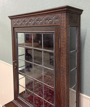 Load image into Gallery viewer, Antique English Oak Jacobean Revival Barley Twist Bookcase Display Cabinet 1900s