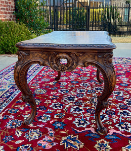 Antique French Louis XV Style Coffee Table Bench Honey Oak Highly Carved