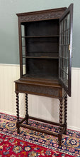 Load image into Gallery viewer, Antique English Oak Jacobean Revival Barley Twist Bookcase Display Cabinet 1900s