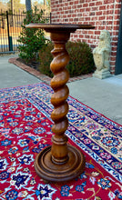 Load image into Gallery viewer, Antique French Pedestal Plant Stand Table Barley Twist Honey Oak 35&quot; T 19th C