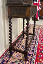 Load image into Gallery viewer, Antique English Oak Jacobean Revival Barley Twist Bookcase Display Cabinet 1900s