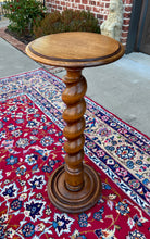 Load image into Gallery viewer, Antique French Pedestal Plant Stand Table Barley Twist Honey Oak 35&quot; T 19th C