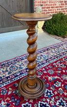 Load image into Gallery viewer, Antique French Pedestal Plant Stand Table Barley Twist Honey Oak 35&quot; T 19th C