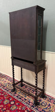 Load image into Gallery viewer, Antique English Oak Jacobean Revival Barley Twist Bookcase Display Cabinet 1900s