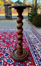 Load image into Gallery viewer, Antique French Pedestal Plant Stand Table Barley Twist Honey Oak 35&quot; T 19th C