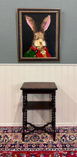 Load image into Gallery viewer, Antique English Flip Top Game Table Barley Twist Side Table Carved Oak c. 1930s