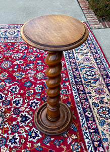 Antique French Pedestal Plant Stand Table Barley Twist Honey Oak 35" T 19th C