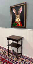 Load image into Gallery viewer, Antique English Flip Top Game Table Barley Twist Side Table Carved Oak c. 1930s