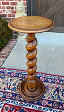 Load image into Gallery viewer, Antique French Pedestal Plant Stand Table Barley Twist Honey Oak 35&quot; T 19th C