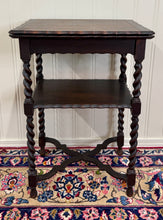 Load image into Gallery viewer, Antique English Flip Top Game Table Barley Twist Side Table Carved Oak c. 1930s