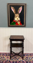 Load image into Gallery viewer, Antique English Flip Top Game Table Barley Twist Side Table Carved Oak c. 1930s