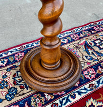 Load image into Gallery viewer, Antique French Pedestal Plant Stand Table Barley Twist Honey Oak 35&quot; T 19th C