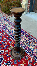 Load image into Gallery viewer, Antique French Pedestal Plant Stand Table Barley Twist OPEN TWIST Dark Oak 36&quot; T