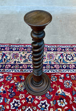 Load image into Gallery viewer, Antique French Pedestal Plant Stand Table Barley Twist OPEN TWIST Dark Oak 36&quot; T