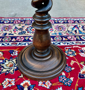 Antique French Pedestal Plant Stand Table Barley Twist OPEN TWIST Dark Oak 36" T