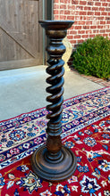 Load image into Gallery viewer, Antique French Pedestal Plant Stand Table Barley Twist OPEN TWIST Dark Oak 36&quot; T