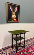 Load image into Gallery viewer, Antique English Flip Top Game Table Barley Twist Side Table Carved Oak c. 1930s