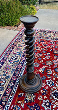 Load image into Gallery viewer, Antique French Pedestal Plant Stand Table Barley Twist OPEN TWIST Dark Oak 36&quot; T