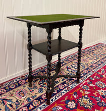 Load image into Gallery viewer, Antique English Flip Top Game Table Barley Twist Side Table Carved Oak c. 1930s