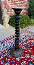 Load image into Gallery viewer, Antique French Pedestal Plant Stand Table Barley Twist OPEN TWIST Dark Oak 36&quot; T