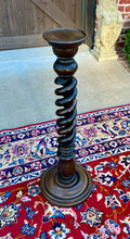 Load image into Gallery viewer, Antique French Pedestal Plant Stand Table Barley Twist OPEN TWIST Dark Oak 36&quot; T